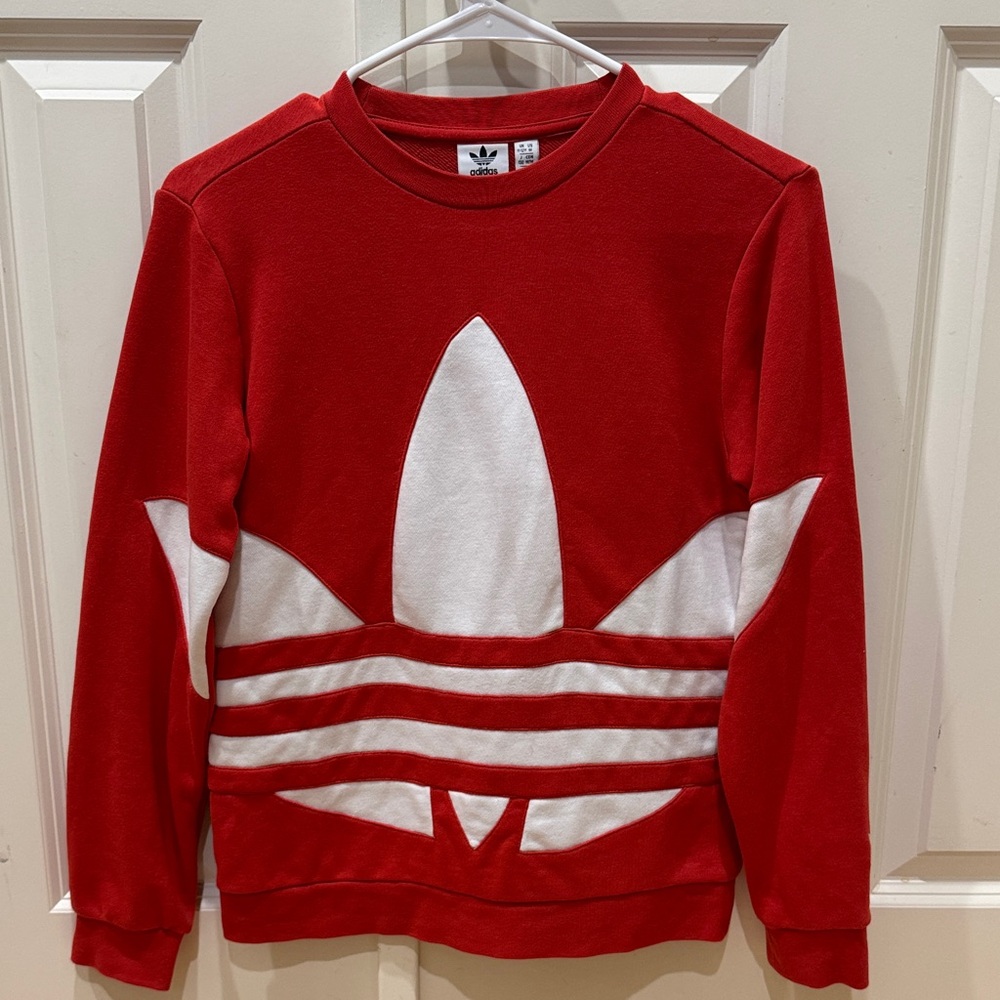 Girls Red and White Crewneck Sweater